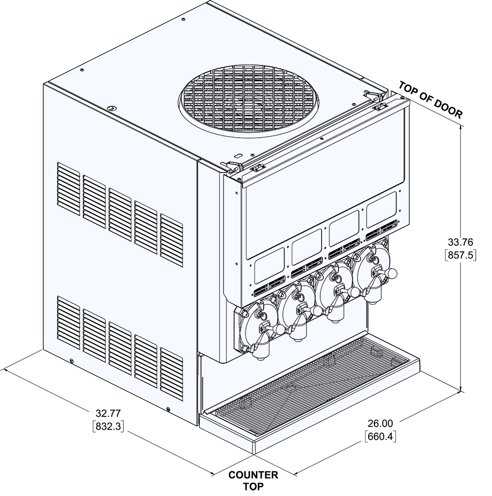 FBD 774 FC Frozen Cocktails Dispenser Line Drawing with dimensions