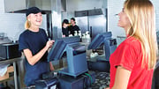 woman ordering in the counter